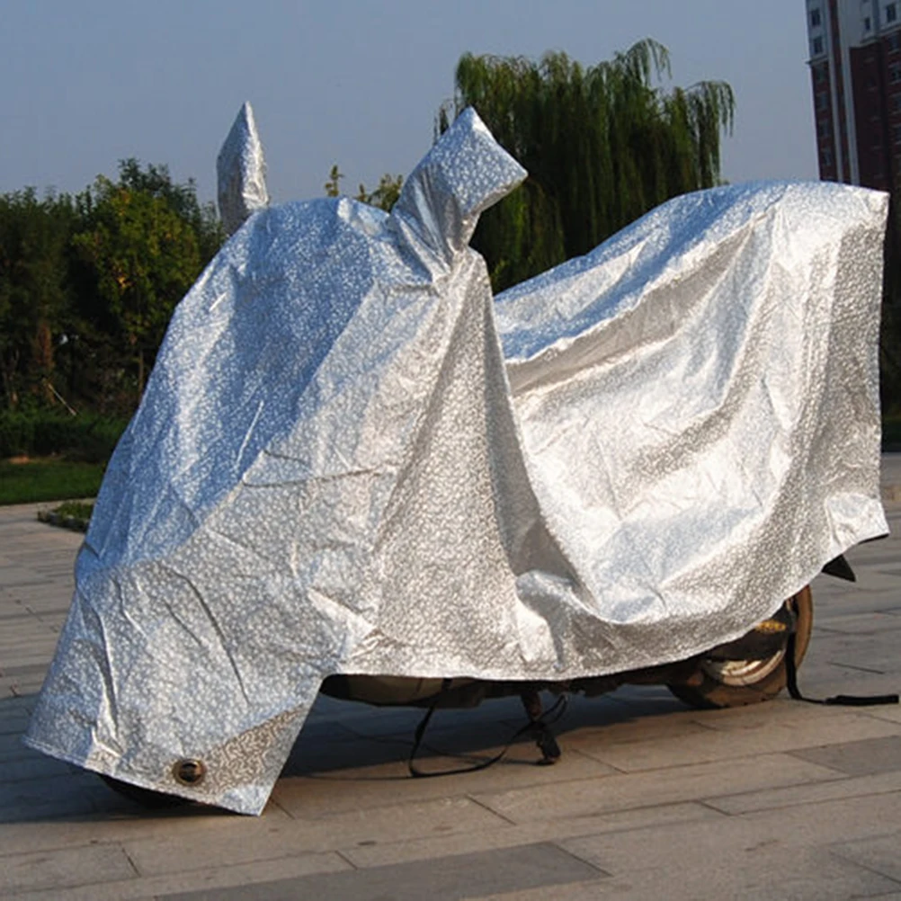 

Universal Motorcycle Cover Waterproof Dustproof Sunblock Windproof For Motorbike Scooter Electric Car With Lock Hole Silver Fast
