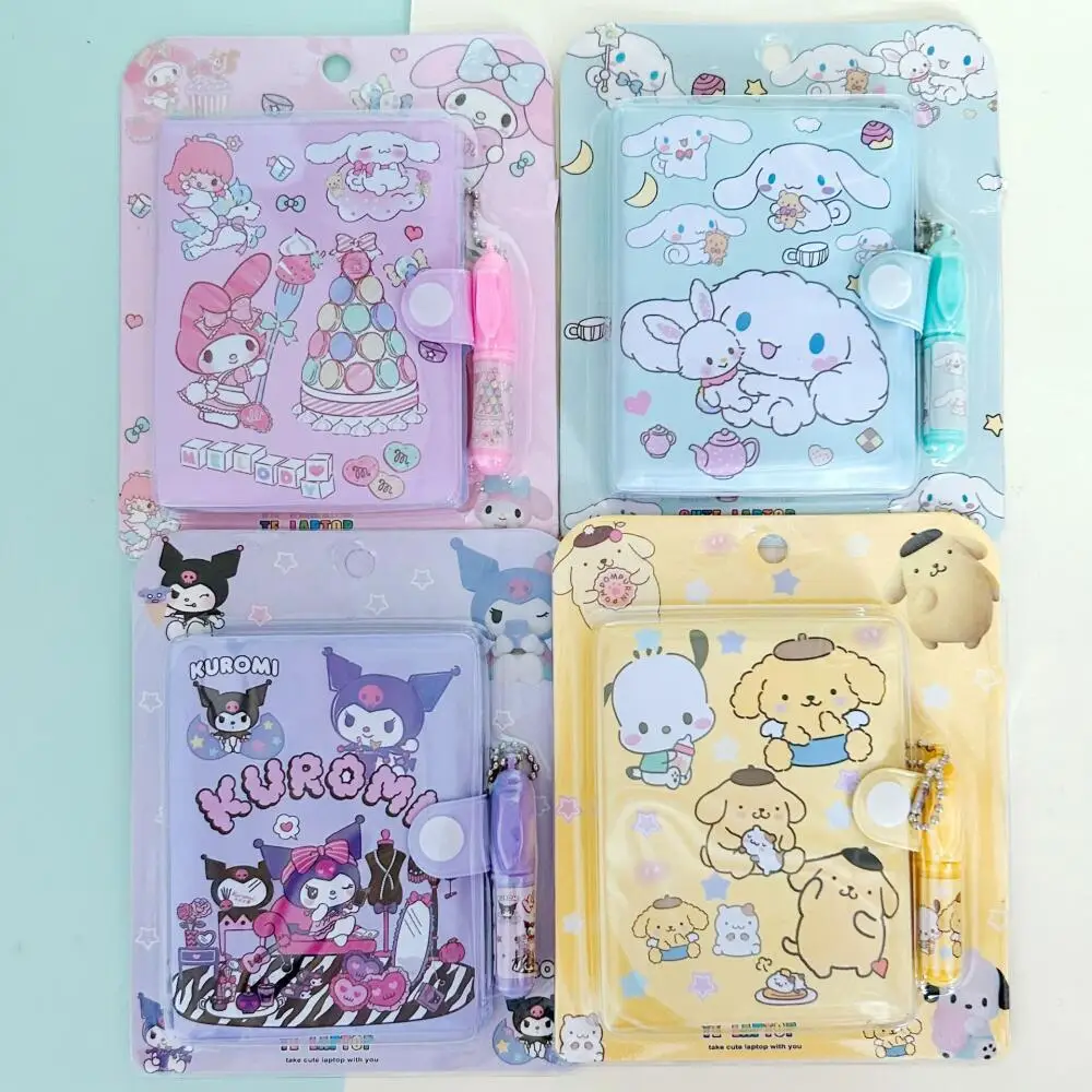 Sanrio Mini Notebook Suit Cartoon Kuromi Cinnamoroll Color Printing Portable Notebooks Stationery Give Away A Ballpoint Pen