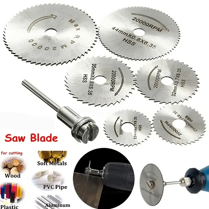 7pcs/set HSS Saw Blade Rotary Tool Cutting Disc For Dremel Drill Woodworking Metal Cutter Power Tools