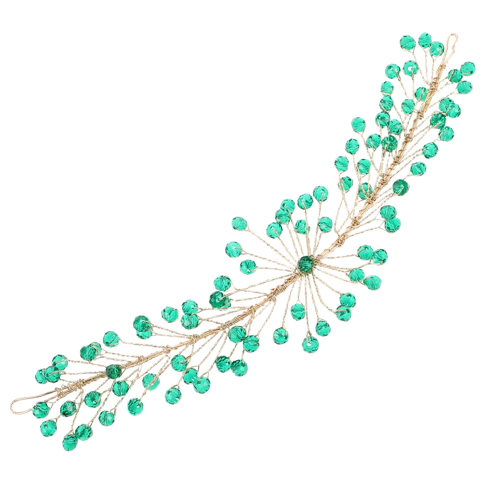

Crystal Headband Green Bridal Wedding Hairpiece Comfortable Lightweight Soft Chain Design Elegance Versatile Styling