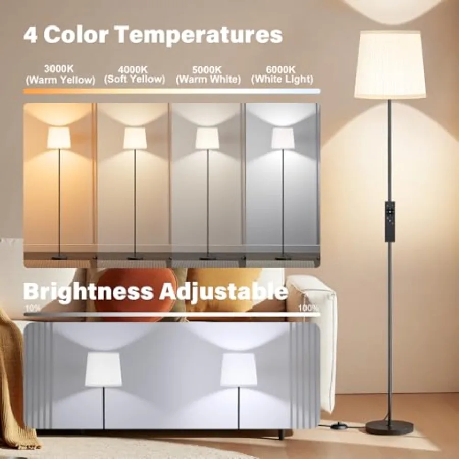 Floor Lamp with Pleated Shade, 62