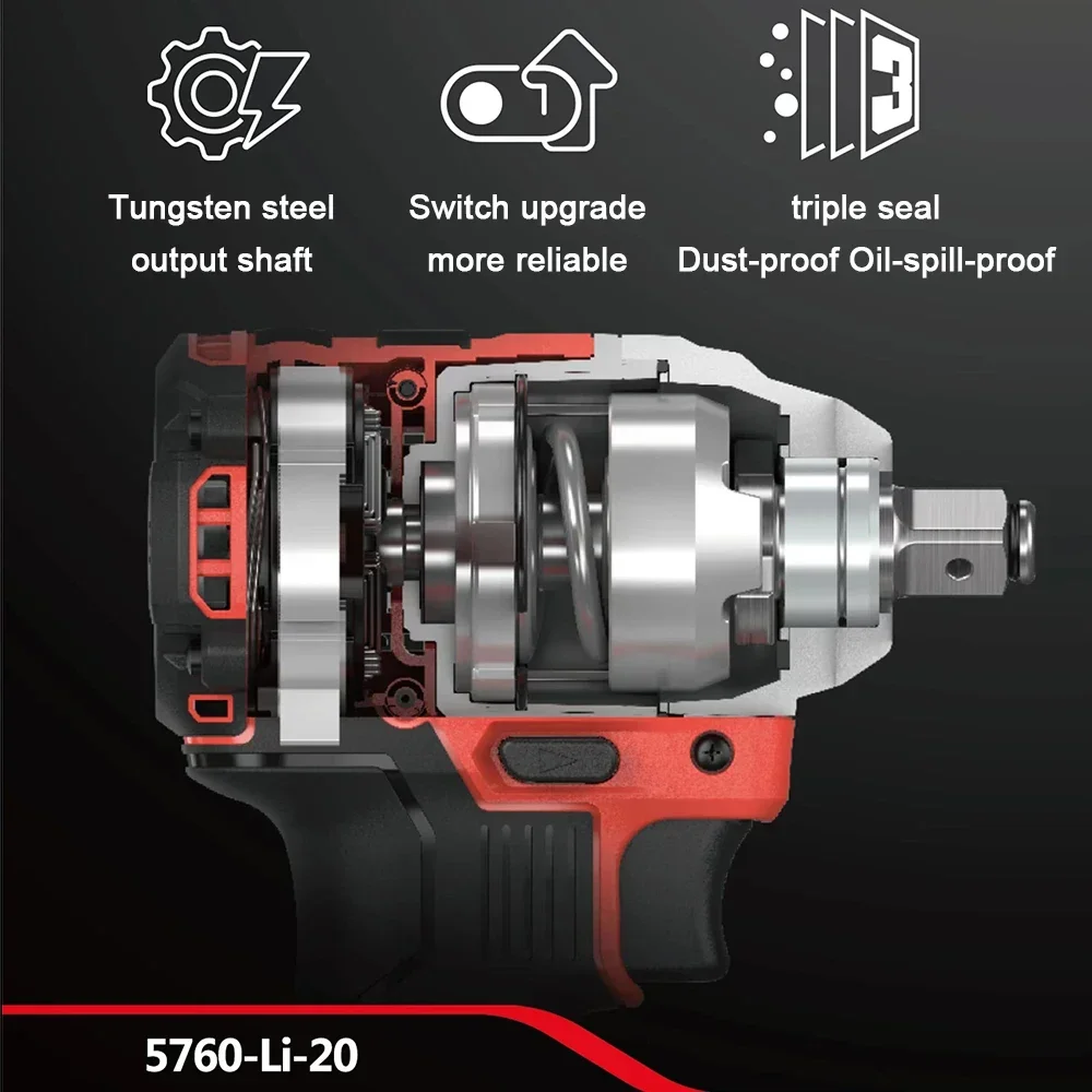 Devon 5760 Wireless Impact Wrench Reverse Auto Stop Rechargeable Brushless 20v Max 400Nm 4200ipm Universal Flex Battery Platform