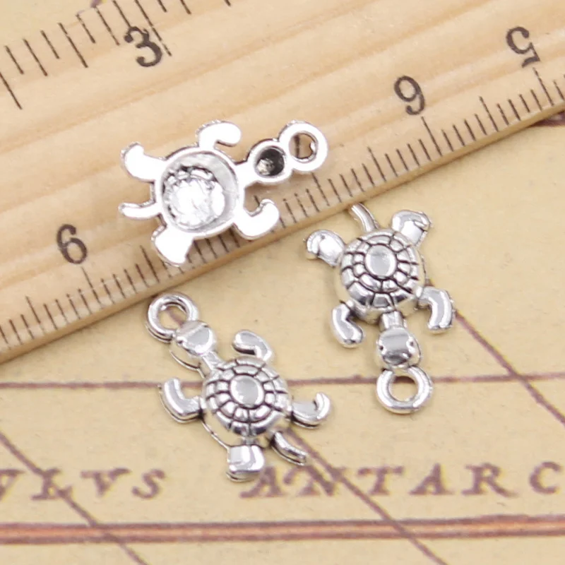 60pcs Charms Turtle Tortoise 18x10mm Tibetan Silver Color Jewelry Antique Pendants DIY Craft Handmade Making