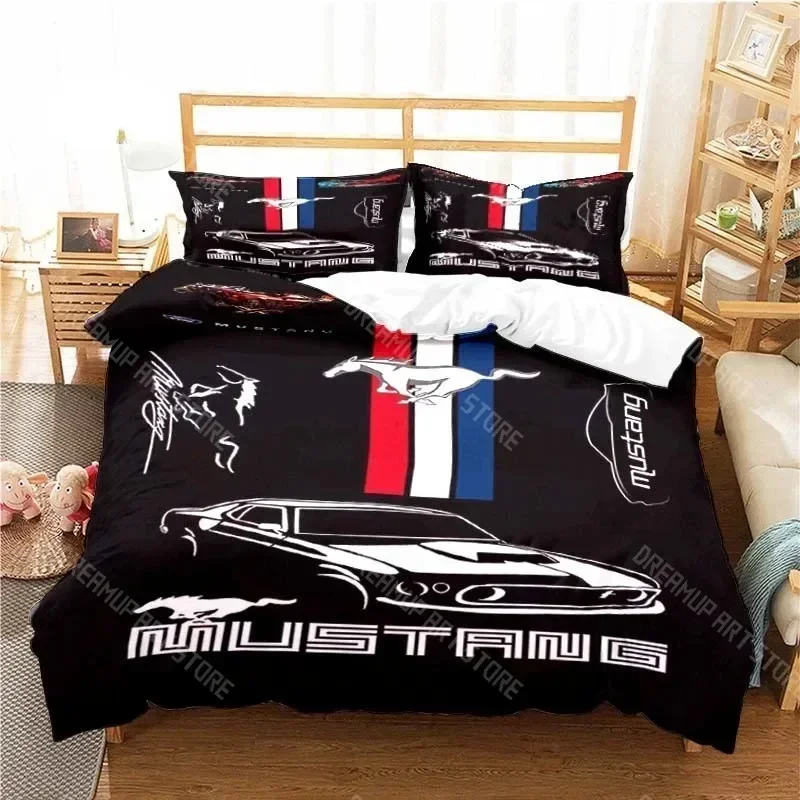 Exquisite 3D Print Mustang Car Pattern Duvet Cover Set Bedding For Aldult Kids Bed Set Game Quilt Cover Comforter Cover Bedding