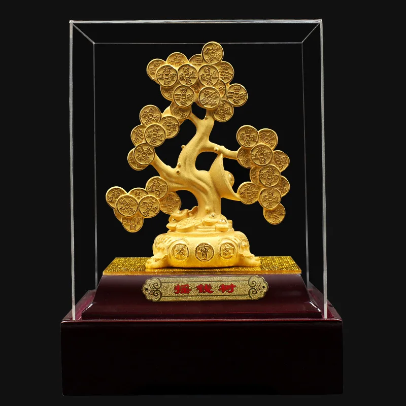 PYJ velvet sand gold-plated fortune tree handicrafts home decoration furnishings-2pcs