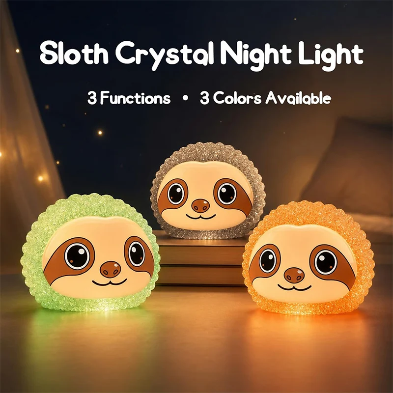 Crystal Sloth Bluetooth Speaker Night Light LED Touch Lamp Portable Cute Animal Decor Lamp For Bedroom Color Changing Speaker