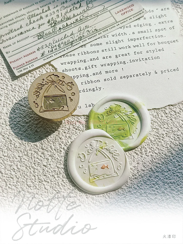 Squisito sacchetto di pesce 3D sigillo di cera timbro unico design in rilievo multistrato per sigillare cera, buste fai da te e artigianato scrapbooking