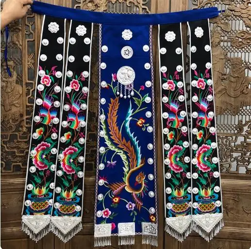 

Chinese Hmongn Belt Women Traditional Embroidery Miao Dress Cover Embroidery