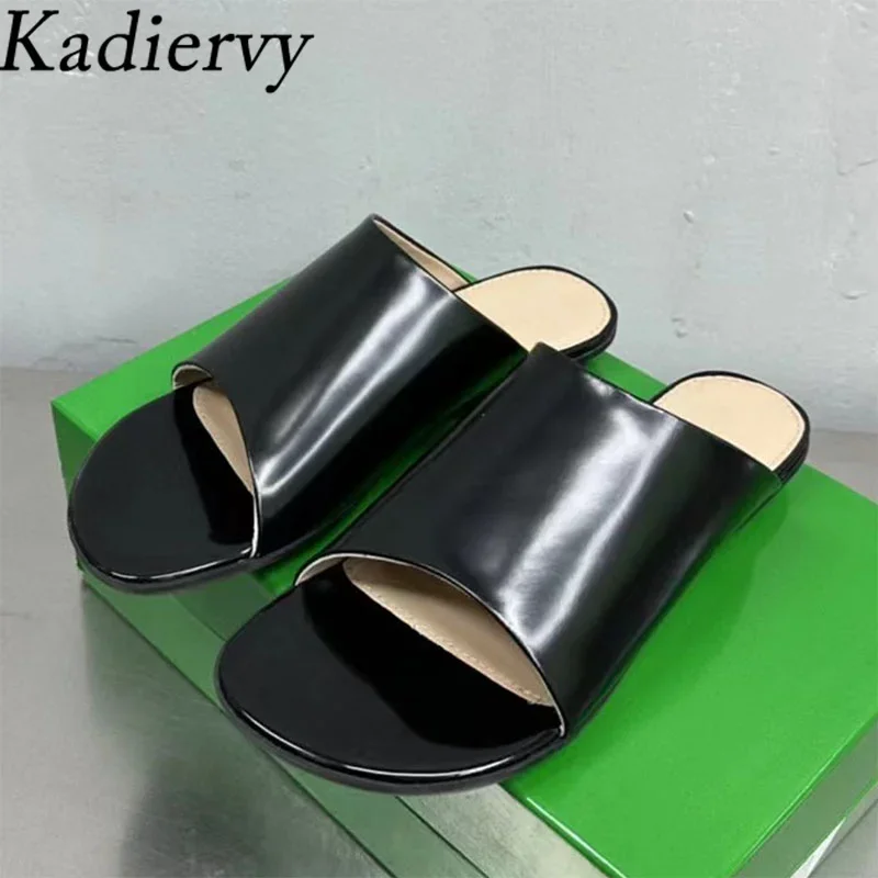 

2024 New Slippers Women Genuine Leather Summer Shoes For Women Flat Mules Designer Slides Runway Slippers Woman