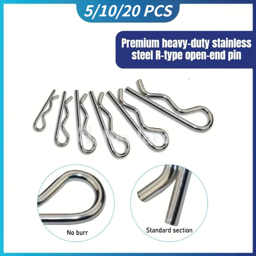 5/10/20PCS, 304 Stainless Steel Stool Nail R-Clip, Anti-Corrosion and Rust Proof, Industrial Fixed Trailer Locking Accessory