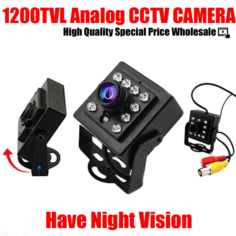 

Small Style!Mini Night Vision HD Camera CMOS 1200TVL 10led HD CCTV monitoring Security Surveillance Metal micro vidicon bracket