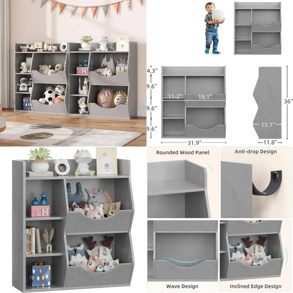 منظم مكعب تخزين خشبي من 3 طبقات مع رف علوي واسع لكتب وألعاب الأطفال #1