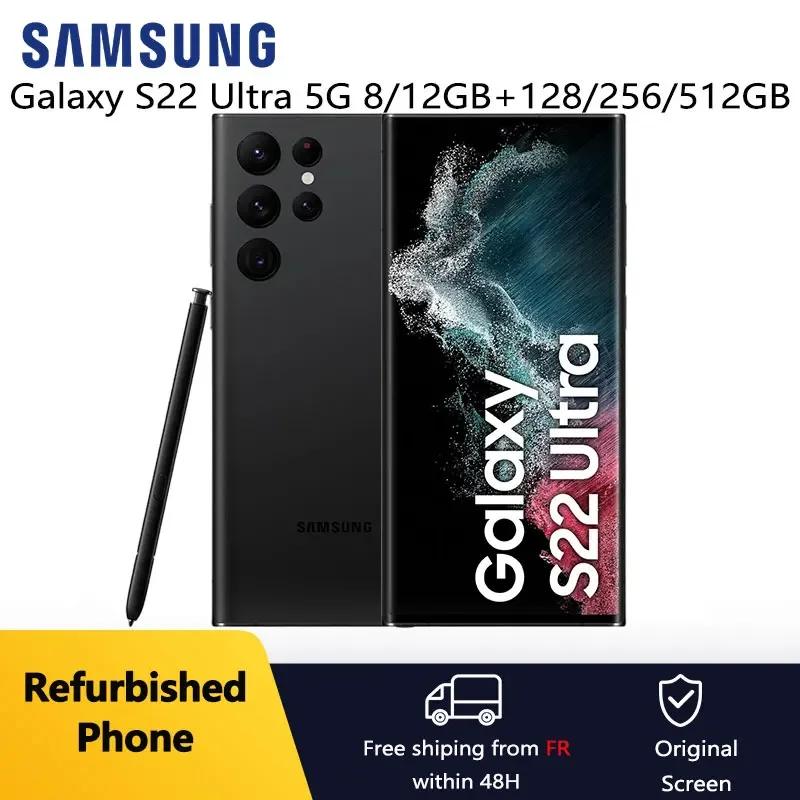 Samsung Galaxy S22 Ultra 5G S22U reconditionné, 6.8 pouces, 8 go/12 go + 128 go/256/512 go, NFC S Pen, SmartPhone débloqué, excellente condition Samsung Galaxy S22 Ultra 5G S22U reconditionné, 6.8 pouces, 8 go/12 go + 128 go/256/512 go, NFC S Pen, SmartPhone débloqué, excellente condition