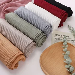 Solid Color Imitation silk Crinkle Scarf Malay Headscarf Shawl Wrap Bandanas Foulard Bufanda Lightweight Turbante Mujer 180*70cm