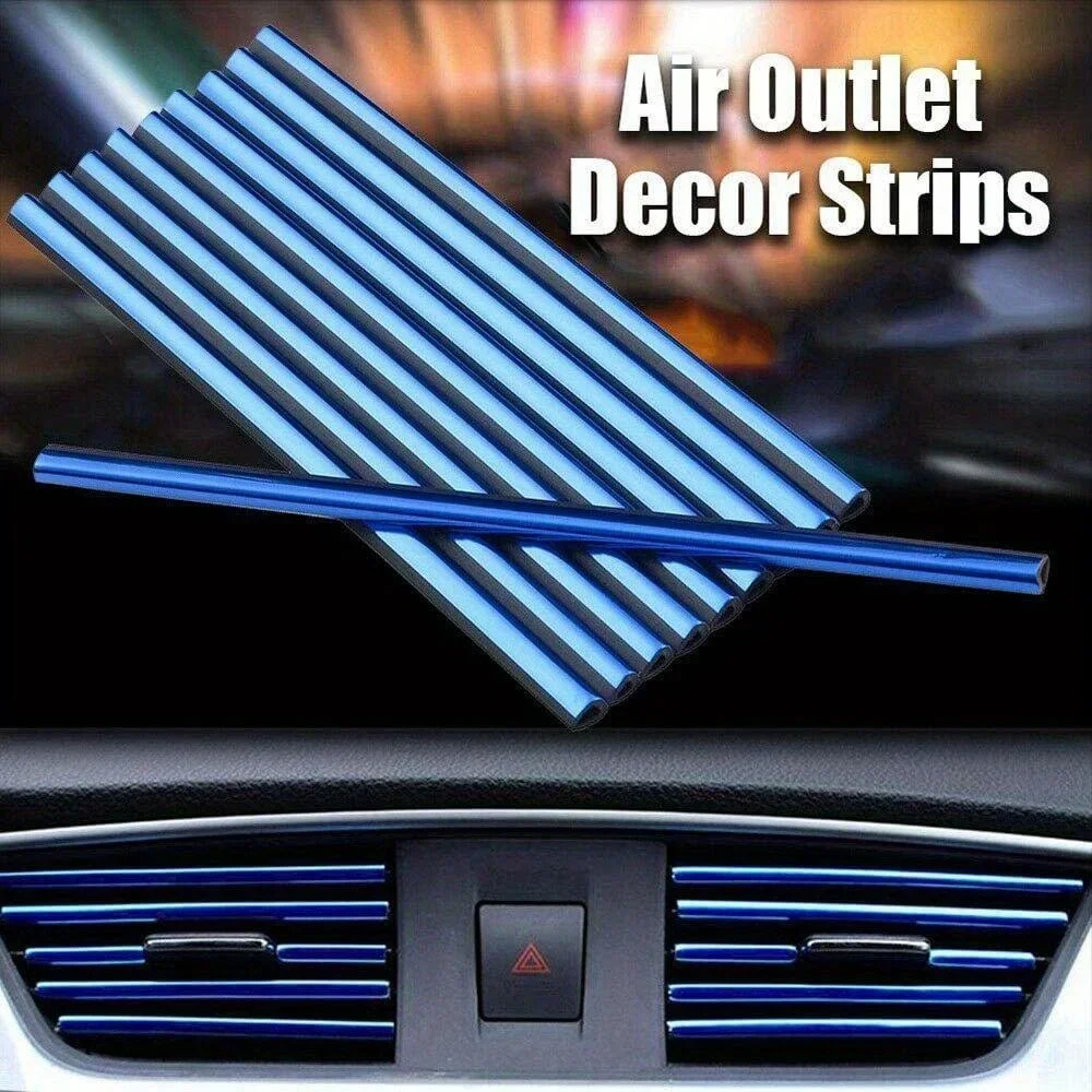 10Pcs Car Air Conditioner Decoration Strip for Vent Outlet, Universal Waterproof Bendable Air Vent Outlet Trim Decoration