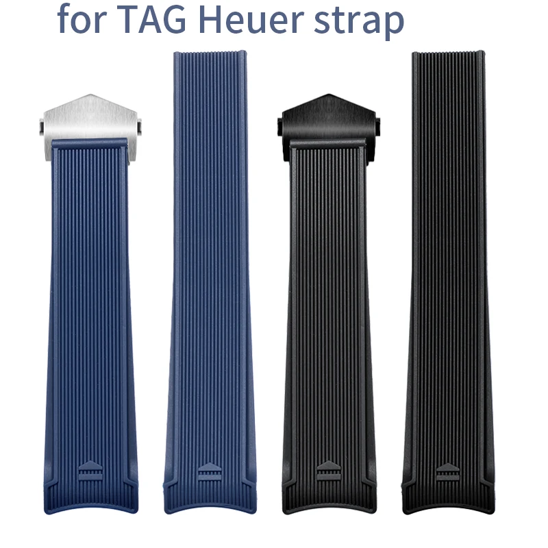 BRETA22 * 18MM correa de silicona con boca de arco para HEUER AQUARACER WAY101A/WAY108A negro azul accesorios de correa de reloj de goma para buceo para hombres