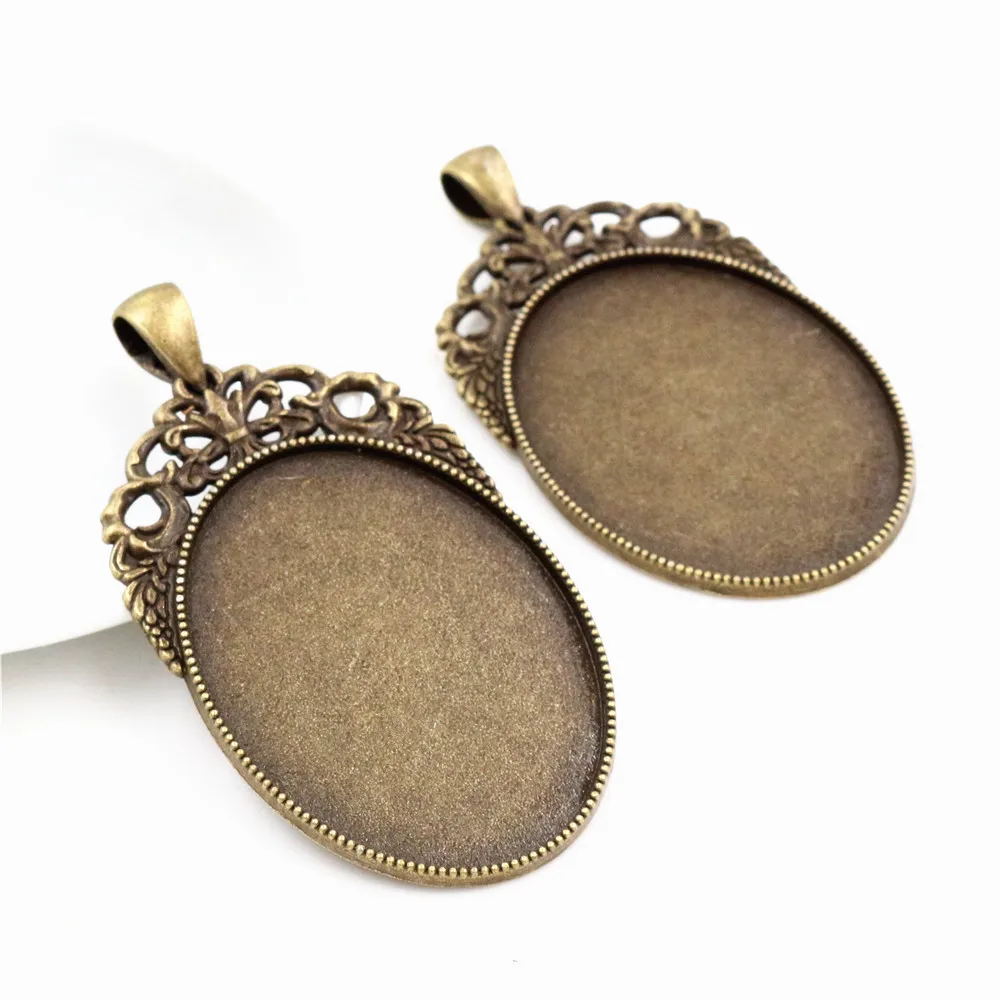 New Fashion  5pcs 30x40mm Inner Size Black and Antique Silver Plated and Bronze Cabochon Base Setting Charms Pendant