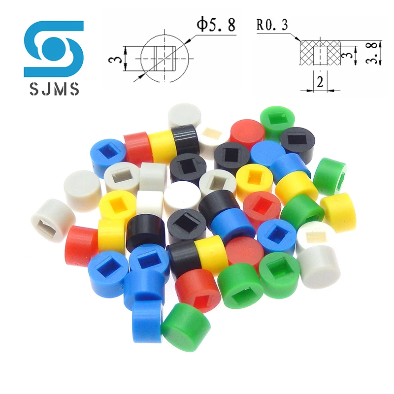 

50Pcs A16 Tactile Push Button Switch Cap 5.8*3.8mm Applies to 5.8*5.8 7*7 8*8 8.5*8.5 Self-Locking Switch Button Cap
