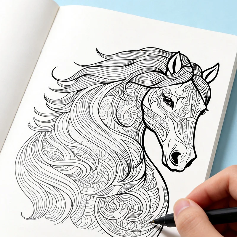 A Hand Drawn Coloring Book for Adults To Relieve Anxiety and Calm Down, A Copy Line Drawing Coloring Book 24 Pages Excluding Pen