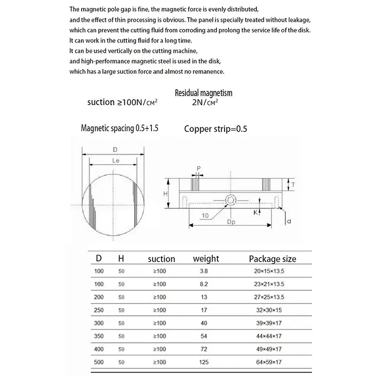 4 inch 100 Round permanent chuck for external grinding machine