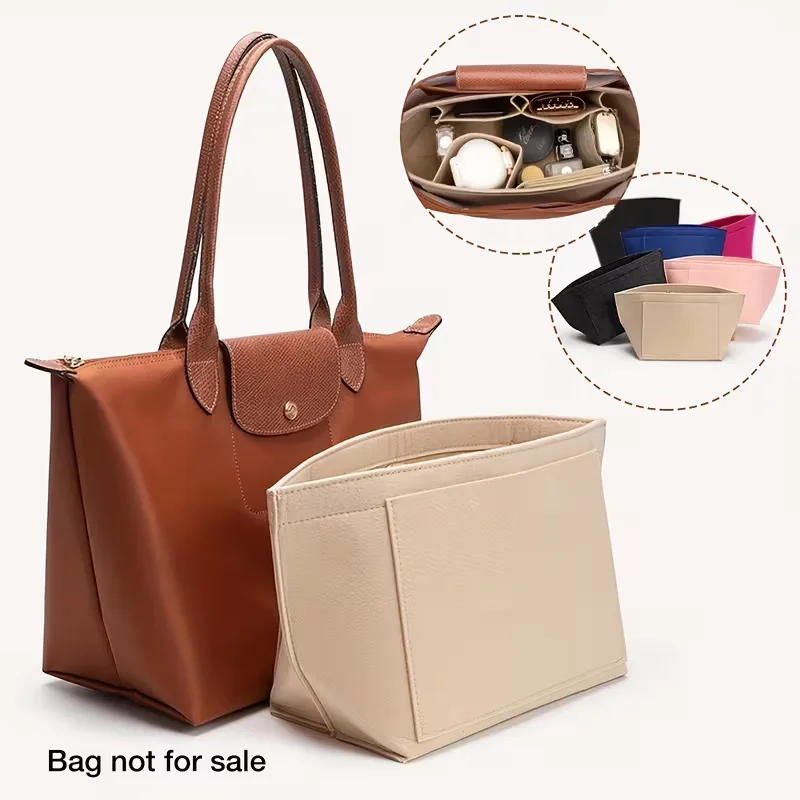 1pc Felt Insert Bag Organizer for Women'S Tote Handbag, Fabric with Soft Smooth Felt, Large Capacity with Multiple Pockets