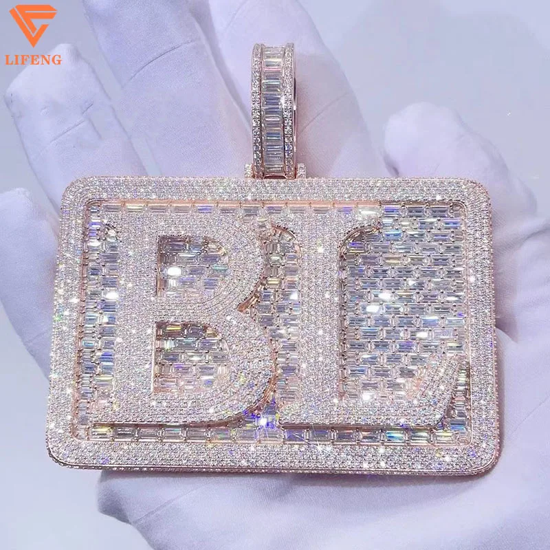 

Custom VVS Moissanite Letter Pendant 925 Silver Rose Gold Plated Hip Hop Pendant For Men Personalized Name Initial Iced Pendant