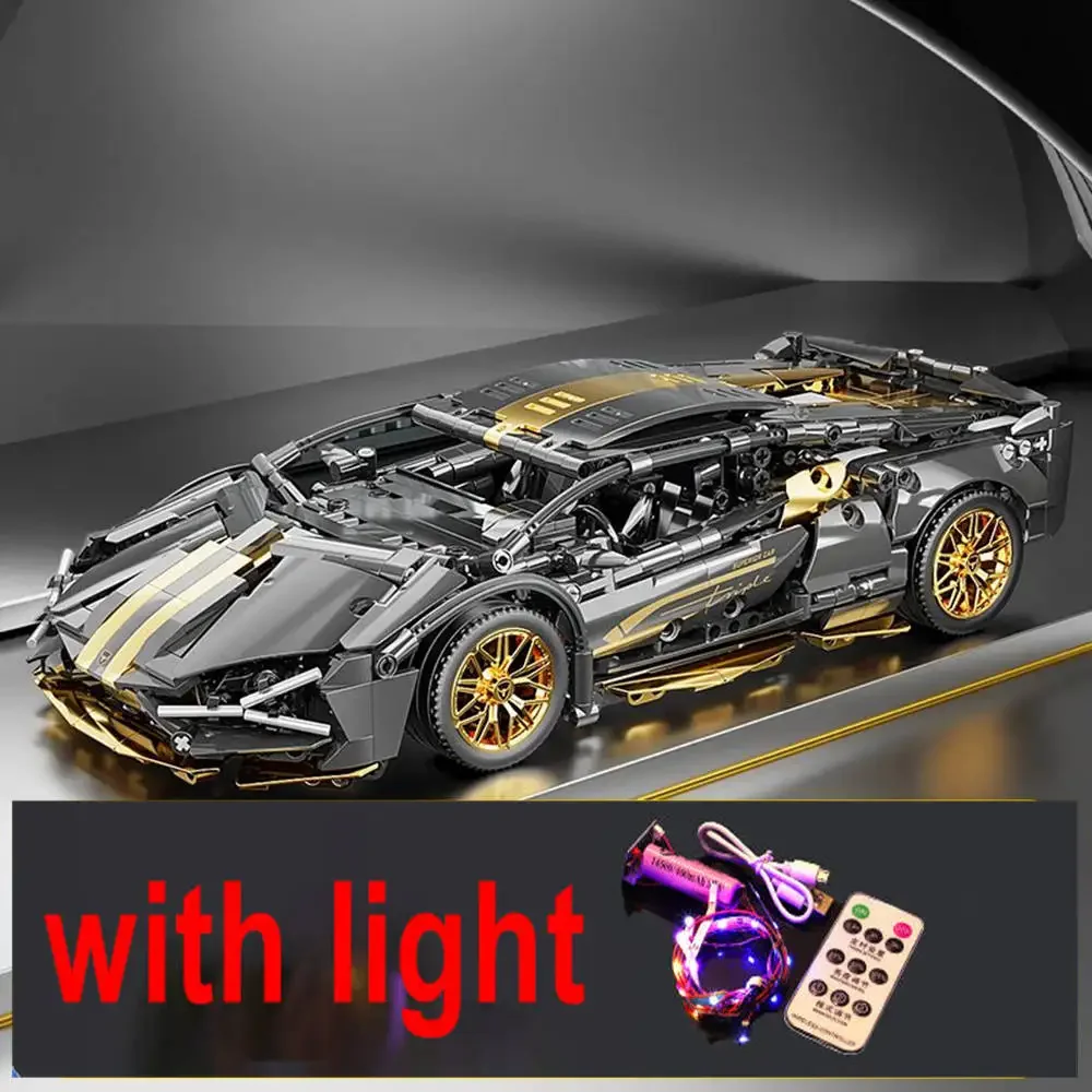 1314 Stuks Technologie 1:14 Zwart goud Supercar racing bouwstenen gemonteerd baksteen auto speelgoed cadeau voor jongens verjaardagscadeau