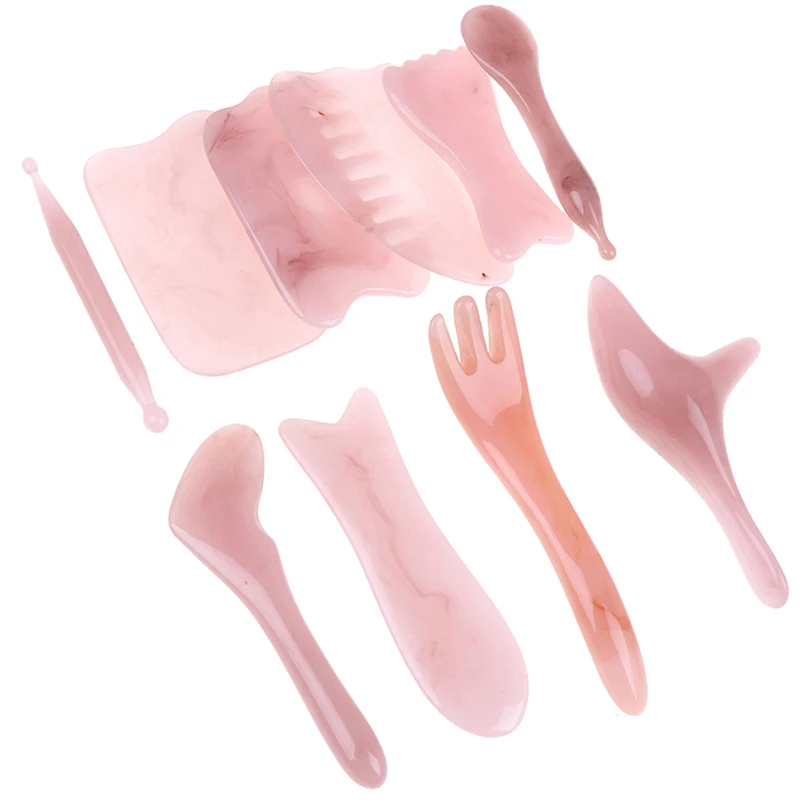 Natural Rose Quartz Jade Gua Sha Board Acupuncture Massage Facial Gouache Pink Quartz Massage Face LiftingStone Guasha Scraping