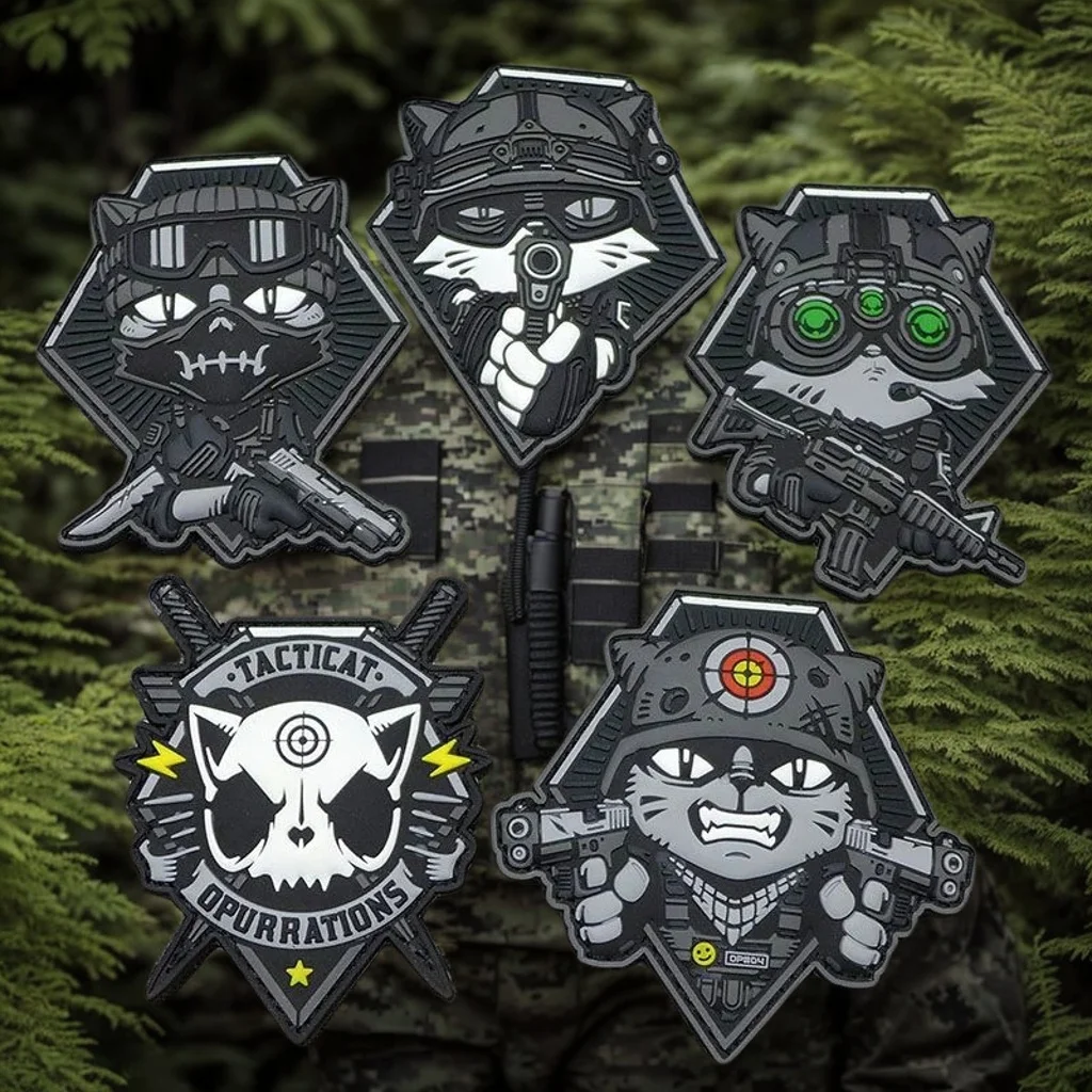 PATCHLAB Tactical Cat PVC Morale Badge Military Special Forces Army Armband Hook and Loop Patch Backpack Helmet Stickers