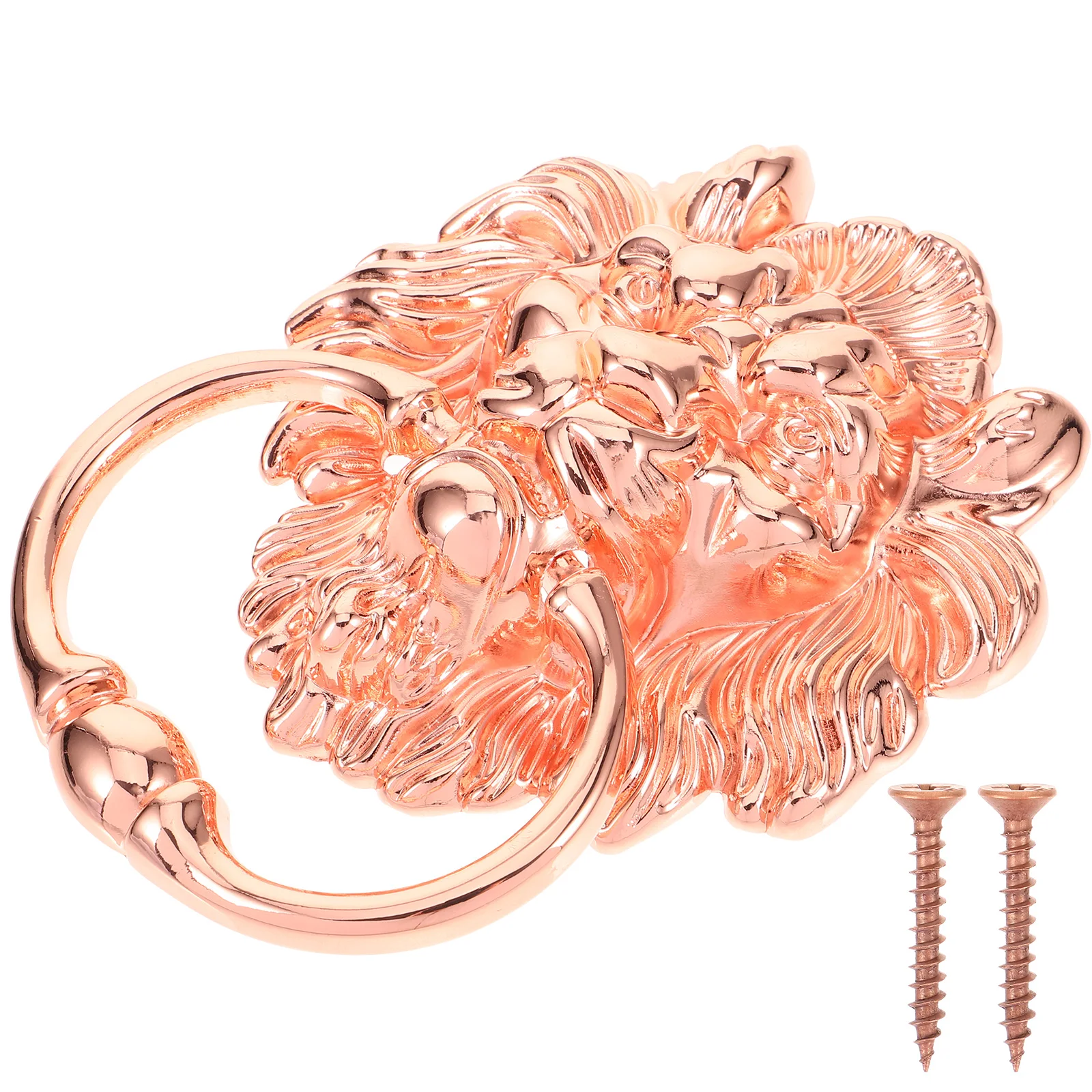 

Lion Head Ring Brass Handle Zinc Alloy Gold Finish Unique Design Easy Installation Heavy Duty Large Size For Wooden Gate