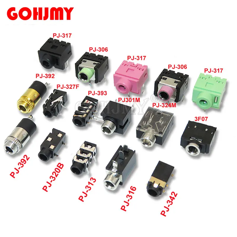 20PCS PJ-392 PJ320 342 313 342M 324 316 317 306 Stereo Female Socket 3.5MM Jack With Screw 3.5MM Audio Video Headphone Connector