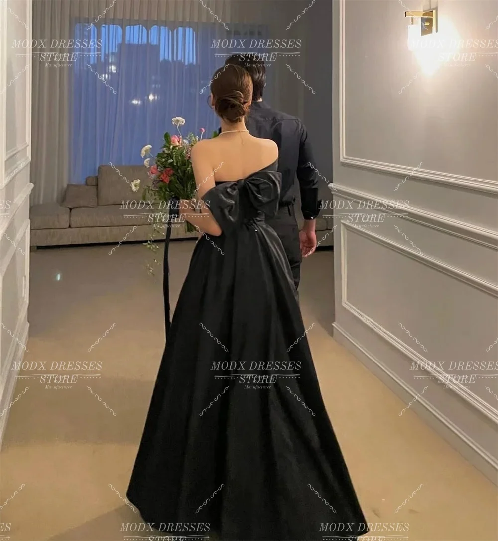 MODX Elegant Black One-Shoulder Korean Wedding Dresses A-line Customized Simple Evening Dresses Elegant Photo Shoot Dresses