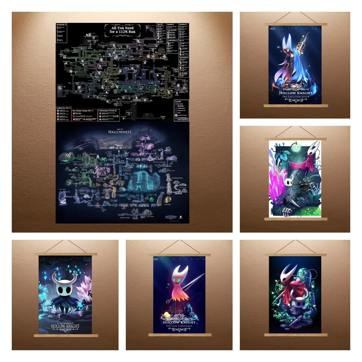 Hollow Knight The Knight & Hornet Poster Canvas Painting Vibrant Game Art Print Wall Decor for Kids Room Gamer Setup Decoration