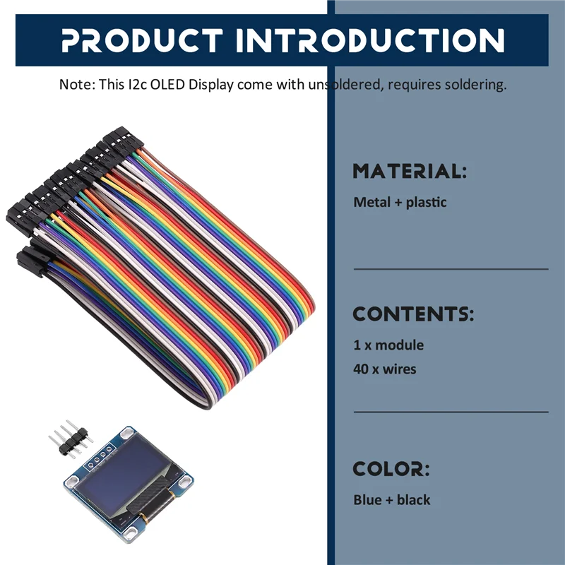 ممتاز-I2C شاشة OLED 0.96 بوصة IIC المسلسل LCD LED وحدة SSD1306 128 64 لاردوينو مع 40 قطعة سلك دوبونت