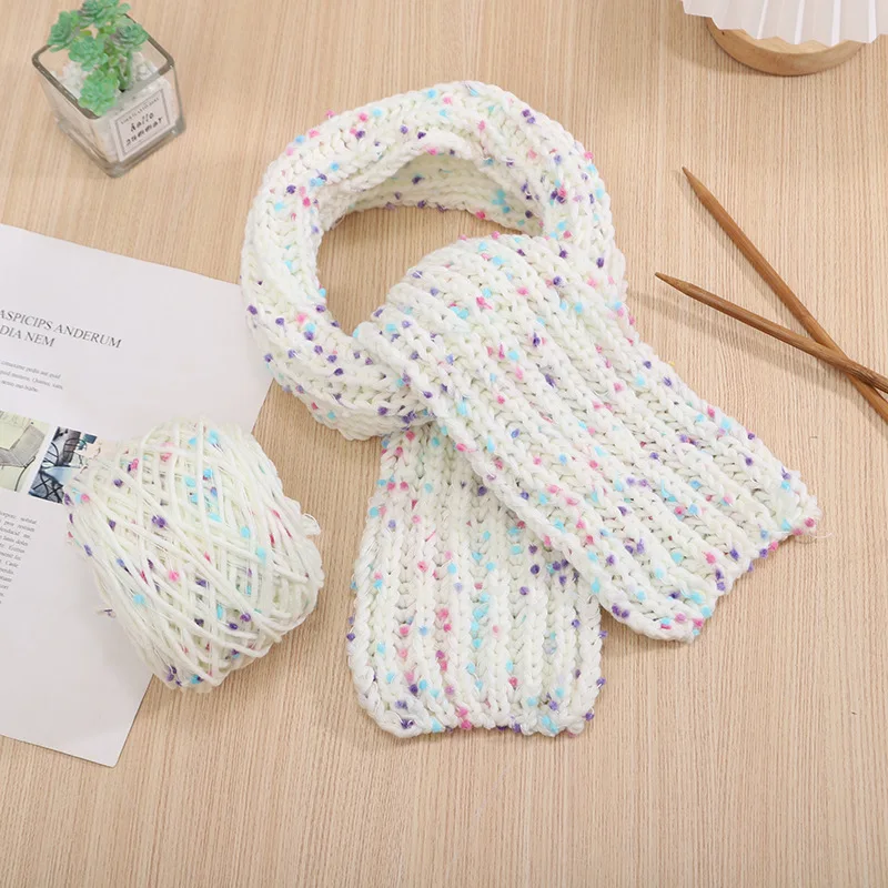 2024 New Product Rainbow Bean Thread Scarf Thread Hand Woven DIY Rainbow Sugar Hand Mixed Thread Woven Scarf Hat Sweater