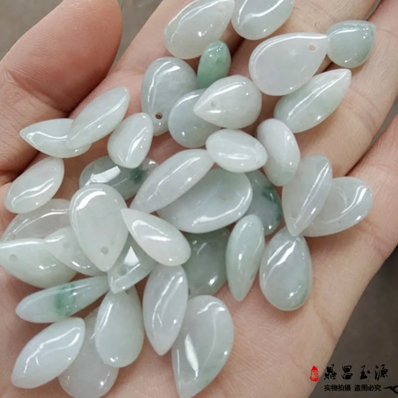 

Natural Myanmar jadeite handcarved water droplets DIY 100% real jade bracelets necklace jade accessories septa scattered beads