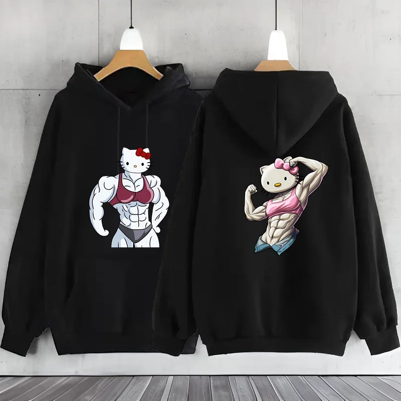 Muscle HelloKittys Kuromies Melodies Hoodie Y2k Clothes Woman Clothing Long Sleeve Hoodie Women\'s Sweatshirts Women\'s Hoodie