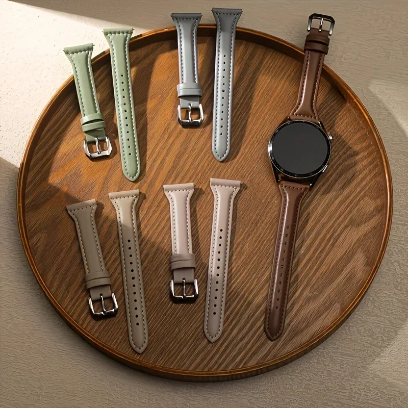 Slim Leather watch strap For Samsung Galaxy watch 7/5/pro/FE/4-6 20mm 22mm Classic bracelet Huawei watch GT 4-2e-2-3 pro band