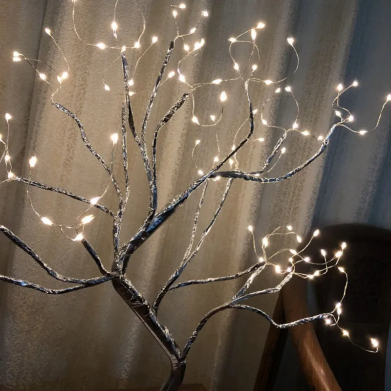 Tabletop Tree Light with 108 LED Copper Wire String Lights DIY Artificial Bonsai Tree Lamp for Lighting Bedroom Christmas Party