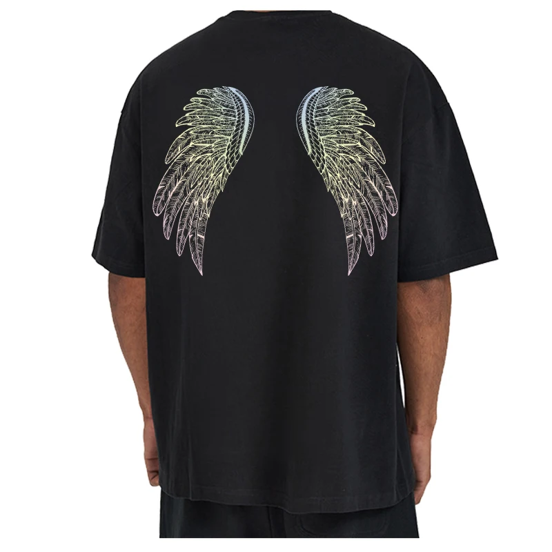 Personality Boys\' and girls\' T-shirts hoodie DIY colorful angel wings heat transfer home-style iron stickers