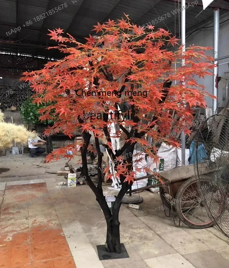 ss cn8350 ss 8350 Simulación Árbol de arce rojo Sycamore Ginkgo falso Planta grande Interior Hotel Props Tienda Bonsai