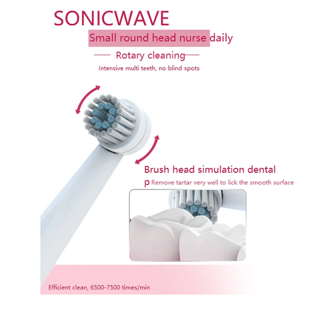 Hygiène bucco-dentaire HMJ-R02 brosse à dents électrique à distance étanche blanchiment des dents soins dentaires ménagers avec 4 têtes de brosse souples TSLM1