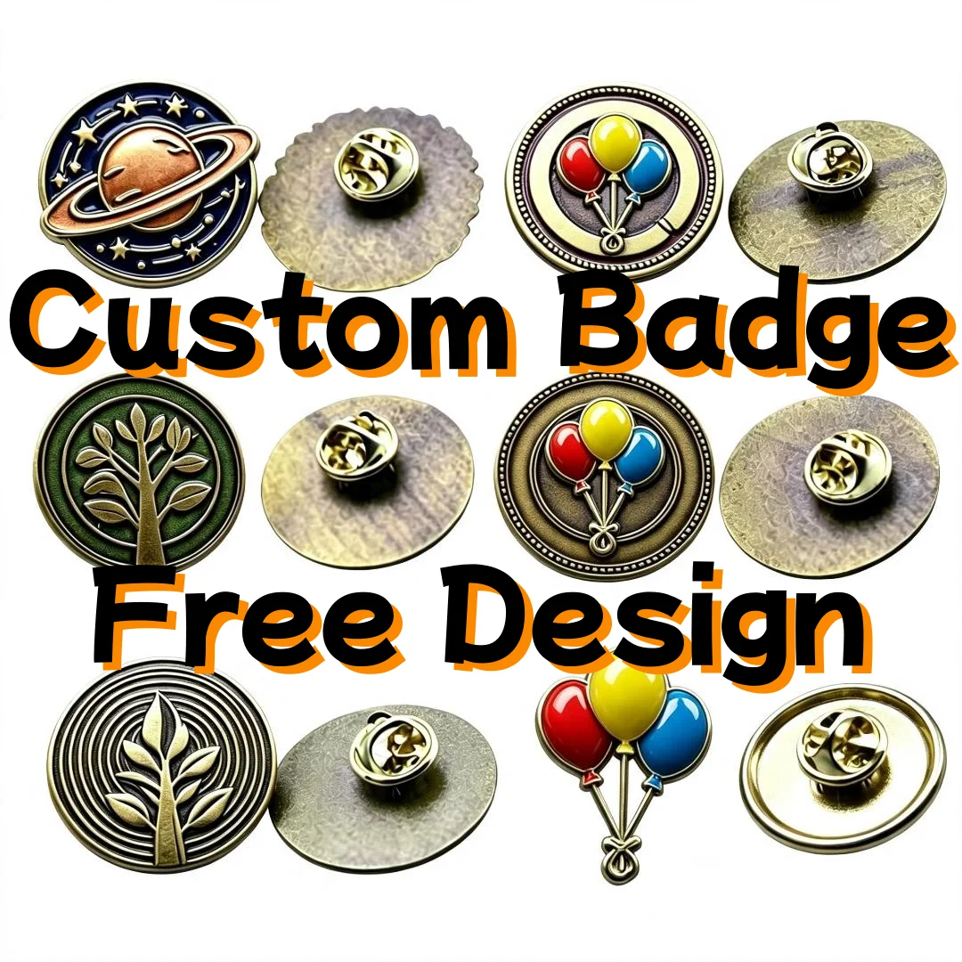 High Quality Custom Badge Bronze Lapel Pin Custom Logo Retro Landscape Planet Tree balloon Brooch Wholesale Unisex Hat Pins