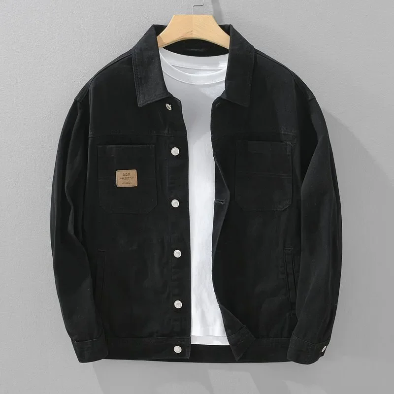 Men's Solid Color Loose Denim Jacket Casual Versatile Fashion Top