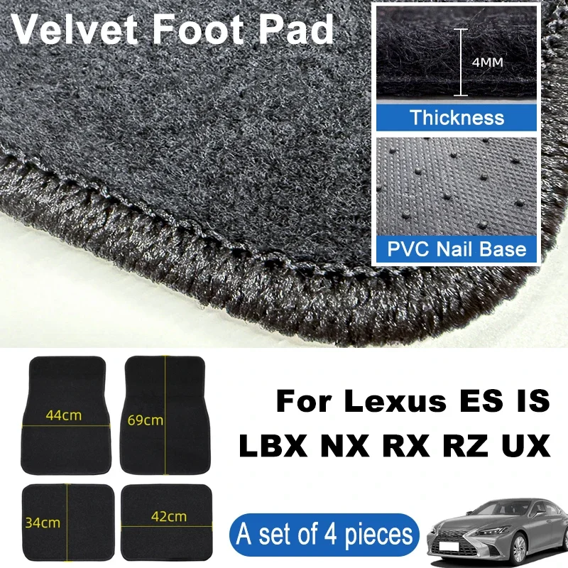 

For Lexus ES IS LBX NX RX RZ UX Car Floor Mats Black Non-Slip 4Pcs Front & Rear Foot Mats Carpets Rugs Auto Interior Accessories