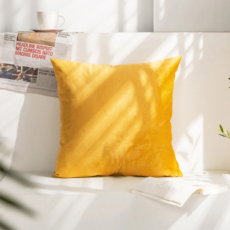 

Lemon Yellow Velvet Cushion Covers Soft Pillowcases 45x45cm Nordic Home Decor Pillows Cover for Sofa Cushions