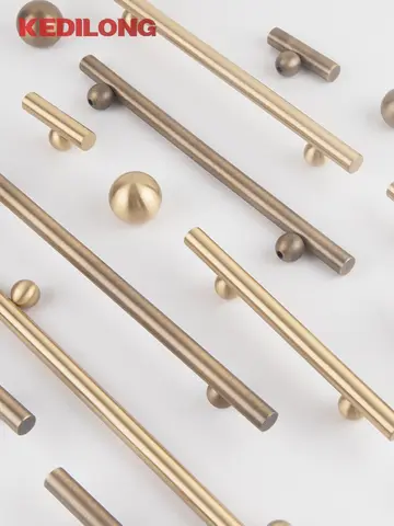KEDLO Solid Brass French Surface Cabinet Drawer Gold Handle Modern European Ball Base Antique BrassLong Handle
