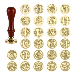 Exquisite Design Brass Wax Seal Stamp Set with English Alphabets Letter Vintage Pattern Wax Seal Stamp for Christmas Dropship