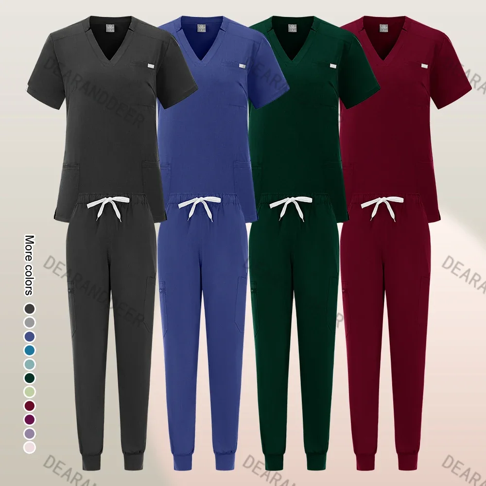 Smooth thick hospital beauty salon doctor nurse short sleeve casual nursing uniform pharmacy dental clinic medical work clothes