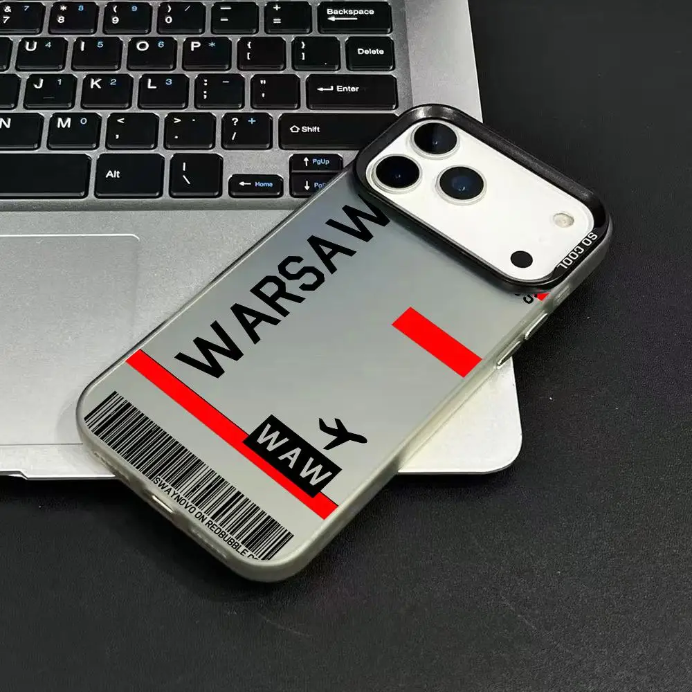 Чехол для телефона Poland Plane Travel Ticket для iPhone 17, 16, 15, 14, 13, 12, 11 Pro Max, черный, фиолетовый, матовый, лазерный, металлик, Aurora Funda